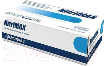 Изображение товара Перчатки одноразовые NitriMAX Нитриловые (M, 100шт, голубой)