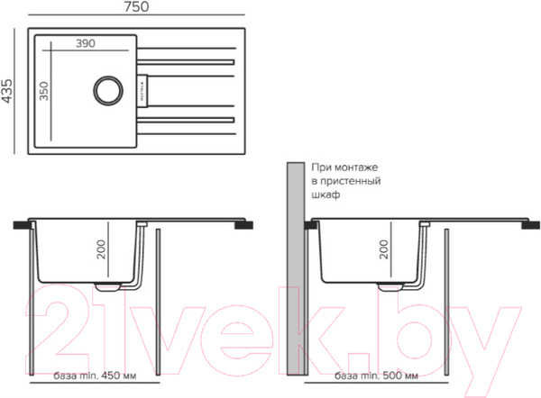 Изображение товара Мойка кухонная Tolero TL-750 (грей)