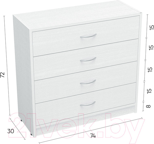 Изображение товара Комод Involux Престон 226T002 (белый структурный)