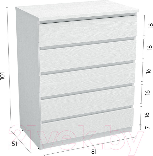 Изображение товара Комод Involux Престон 226T003 (белый структурный)