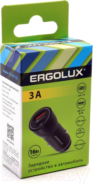 Изображение товара Адаптер питания автомобильный Ergolux ELX-CA01-C02