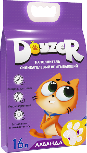 Изображение товара Наполнитель для туалета Doyzer Силикагелевый лаванда (16л/6.7кг)