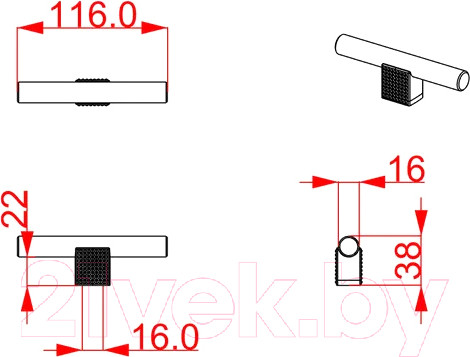 Изображение товара Ручка для мебели Cebi A4241 Diamond PC27 (016мм, антрацит)
