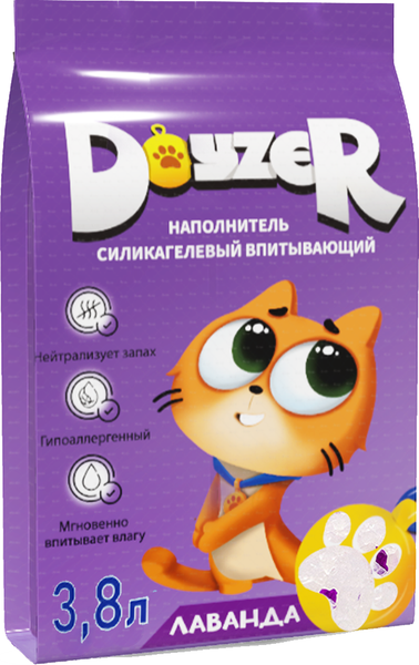 Изображение товара Наполнитель для туалета Doyzer Силикагелевый лаванда (3.8л/1.6кг)