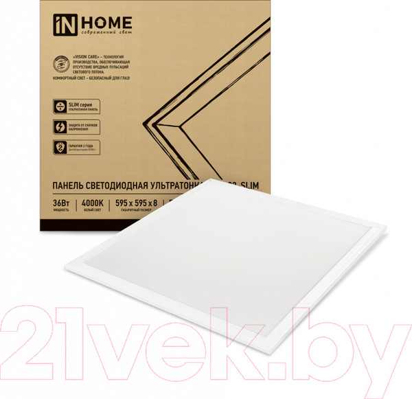 Изображение товара Панель светодиодная INhome LP-02-SLIM 36Вт 230В 4000К 3000Лм / 4690612031262