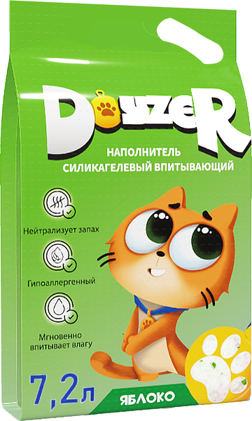 Изображение товара Наполнитель для туалета Doyzer Силикагелевый яблоко (7.2л/3кг)