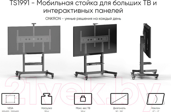 Изображение товара Стойка для ТВ/аппаратуры Onkron TS1991 (черный)