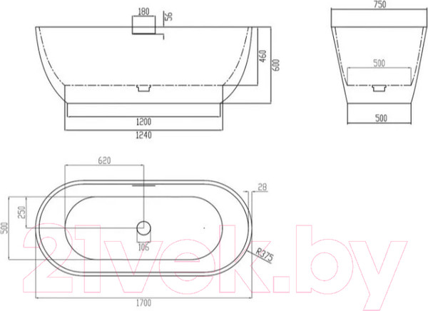 Изображение товара Ванна из искусственного камня Abber Frankfurt AM9941MP (розовый матовый)