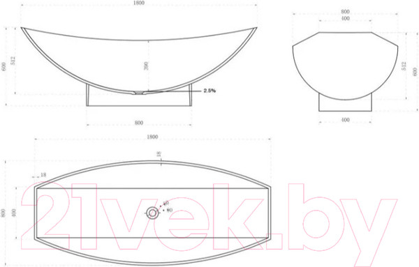 Изображение товара Ванна из искусственного камня Abber Stein AS9610 (белый матовый)