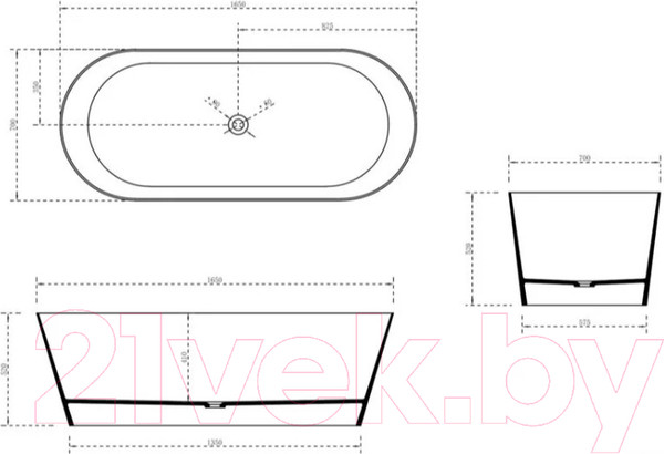 Изображение товара Ванна из искусственного камня Abber Stein AS9622 (белый матовый)