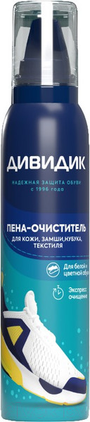 Изображение товара Очиститель для обуви Дивидик Пенный для изделий из кожи замши велюра (150мл)