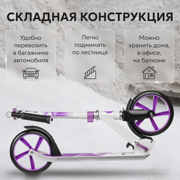 Изображение товара Самокат городской Ricos Impulse 200H (белый/фиолетовый)
