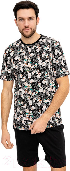 Изображение товара Комплект домашней одежды Mark Formelle 591038 (р.96-86-182/188, Новый Год на черном/черный)