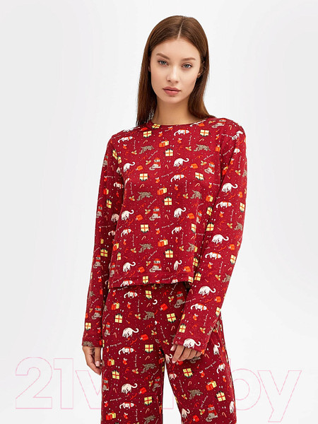 Изображение товара Комплект домашней одежды Mark Formelle 592468-1 (р.164/170-88-94, котики на вишневом)