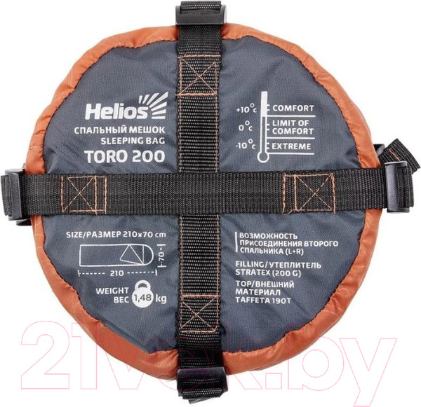 Изображение товара Спальный мешок Helios Toro Wide 200R 220x90 / T-HS-SB-TW-200R (оранжевый)