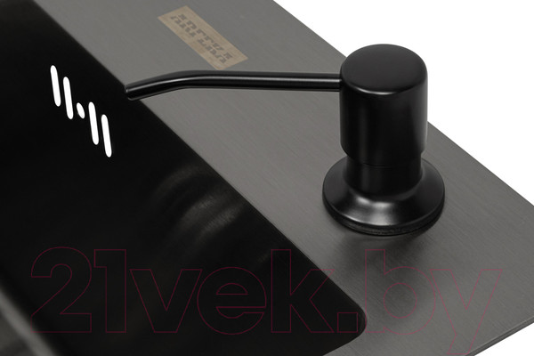 Изображение товара Мойка кухонная Arfeka Eco AR 50x50 + CL AR + DS AR (черный, с дозатором и коландером)