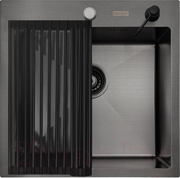 Изображение товара Мойка кухонная Arfeka Eco AR 50x50 + RM AR + DS AR (черный, с аксессуарами)