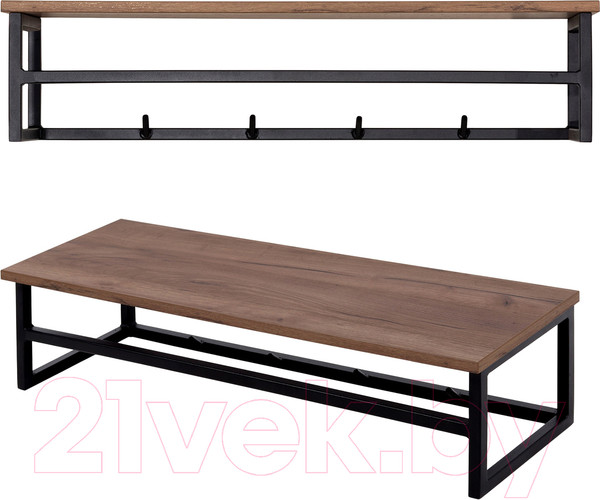 Изображение товара Вешалка для одежды Millwood Сканди 4 92x29x22 (дуб табачный Craft/металл черный)