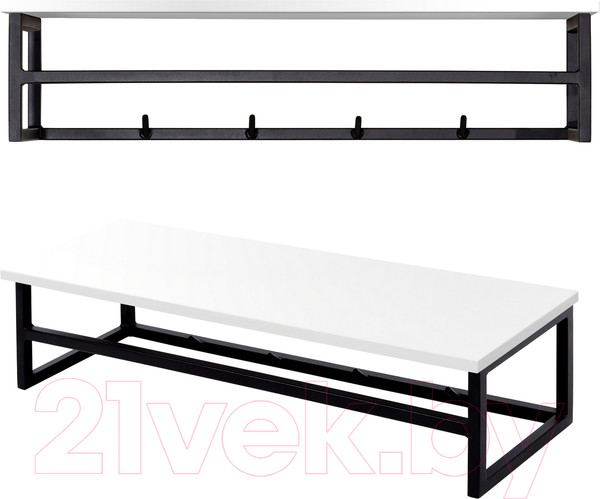 Изображение товара Вешалка для одежды Millwood Сканди 4 92x29x22 (белый/металл черный)