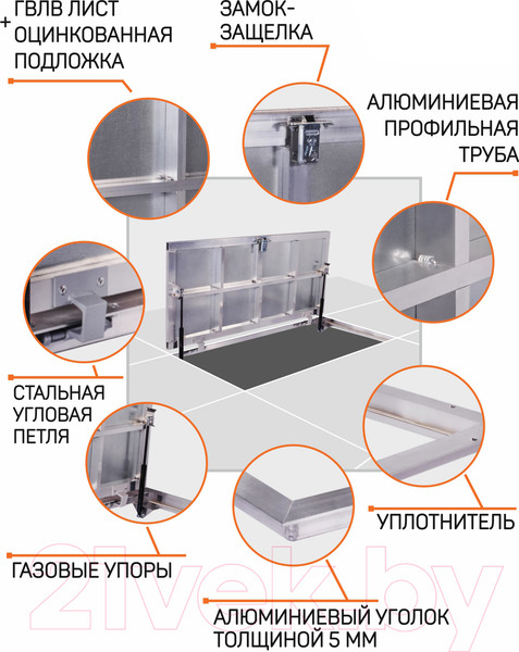 Изображение товара Люк напольный Lukoff Алюминий Премиум 50x50