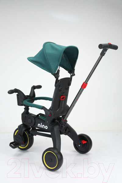 Изображение товара Трехколесный велосипед с ручкой NINO KS-1688 (зеленый)