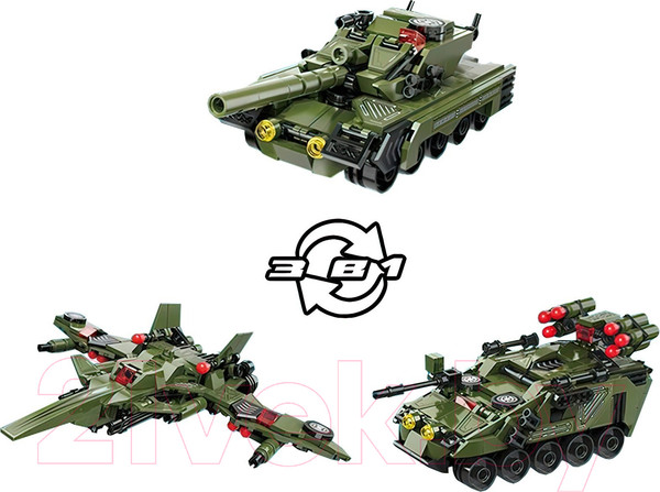 Изображение товара Конструктор Qman Безграничные Идеи. Военная техника. 3 в 1 / 9673017 (329эл)