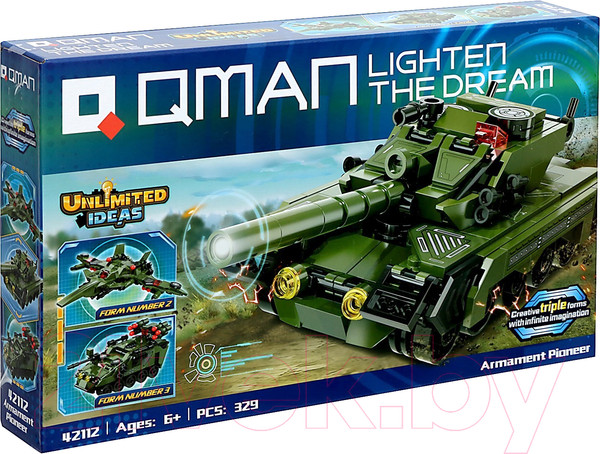 Изображение товара Конструктор Qman Безграничные Идеи. Военная техника. 3 в 1 / 9673017 (329эл)