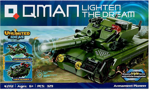 Изображение товара Конструктор Qman Безграничные Идеи. Военная техника. 3 в 1 / 9673017 (329эл)