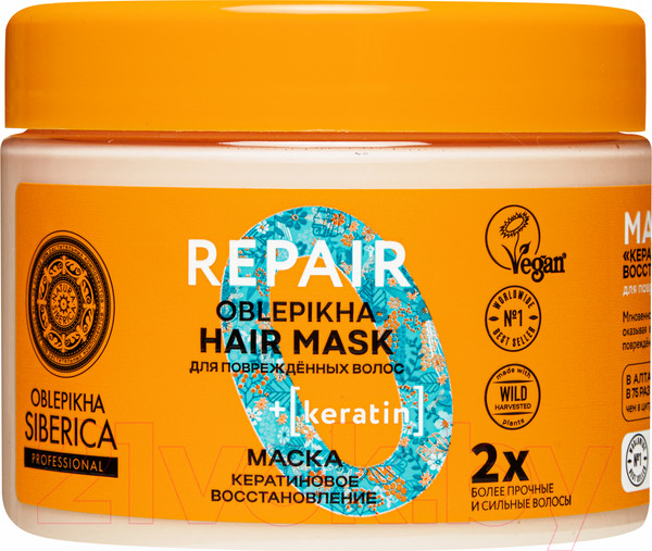 Изображение товара Маска для волос Natura Siberica Oblepikha Siberica Professional Кератиновое восстановление (300мл)
