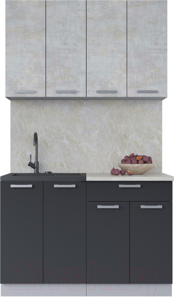 Изображение товара Кухонный гарнитур Интерлиния Мила Лайт 1.2 (бетон лайт/антрацит/опал светлый)