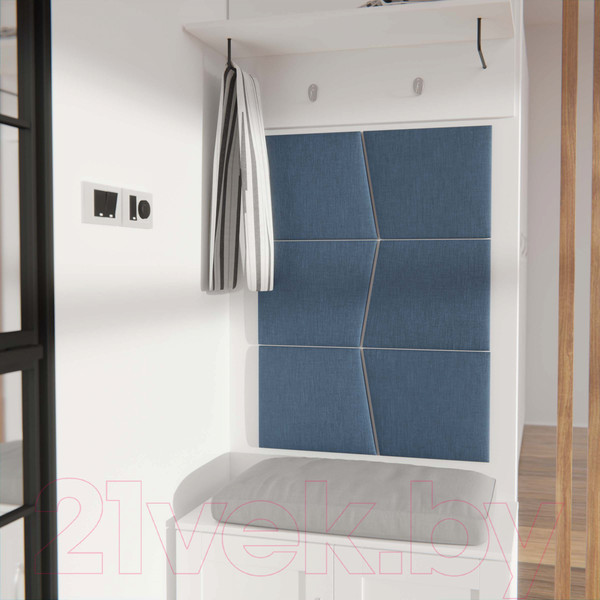 Изображение товара Мягкая стеновая панель Делком40 Четырехугольник 300x350 (темно-синий)