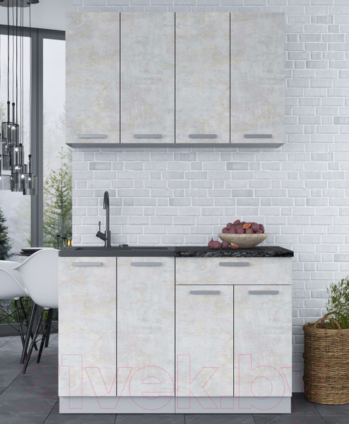 Изображение товара Кухонный гарнитур Интерлиния Мила Лайт 1.2 (бетон лайт/бетон лайт/кастилло темный)