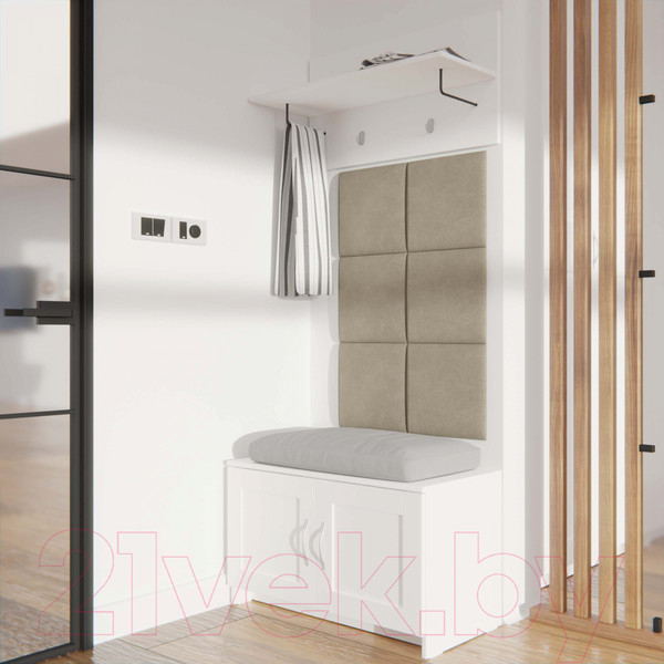 Изображение товара Мягкая стеновая панель Делком40 Четырехугольник 300x350 (бежевый)