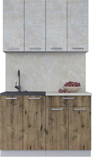 Изображение товара Кухонный гарнитур Интерлиния Мила Лайт 1.2 (бетон лайт/дуб веллингтон/опал светлый)