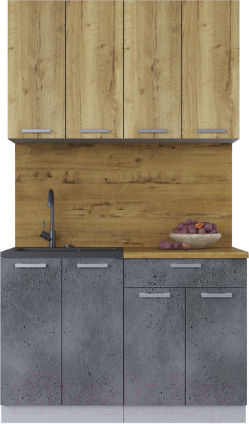 Изображение товара Кухонный гарнитур Интерлиния Мила Лайт 1.2 (дуб золотой/бетон портленд/дуб бунратти)