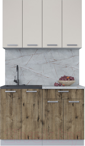 Изображение товара Кухонный гарнитур Интерлиния Мила Лайт 1.2 (персидский жемчуг/дуб веллингтон/серый каспий)