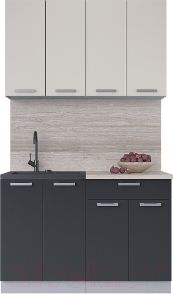 Изображение товара Кухонный гарнитур Интерлиния Мила Лайт 1.2 (персидский жемчуг/антрацит/травертин серый)
