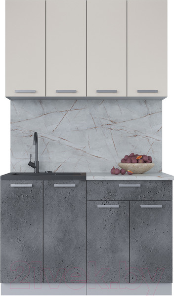 Изображение товара Кухонный гарнитур Интерлиния Мила Лайт 1.2 (персидский жемчуг/бетон портленд/серый каспий)