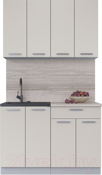 Изображение товара Кухонный гарнитур Интерлиния Мила Лайт 1.2 (персидский жемчуг/персидский жемчуг/травертин серый)