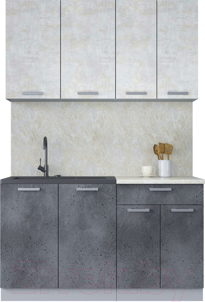 Изображение товара Кухонный гарнитур Интерлиния Мила Лайт 1.4 (бетон лайт/бетон портленд/опал светлый)