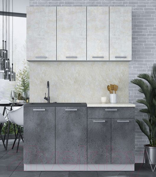 Изображение товара Кухонный гарнитур Интерлиния Мила Лайт 1.4 (бетон лайт/бетон портленд/опал светлый)