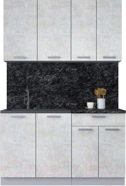 Изображение товара Кухонный гарнитур Интерлиния Мила Лайт 1.4 (бетон лайт/бетон лайт/кастилло темный)