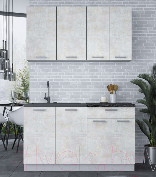 Изображение товара Кухонный гарнитур Интерлиния Мила Лайт 1.4 (бетон лайт/бетон лайт/кастилло темный)