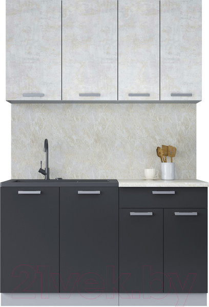 Изображение товара Кухонный гарнитур Интерлиния Мила Лайт 1.4 (бетон лайт/антрацит/опал светлый)