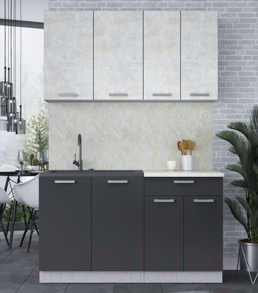 Изображение товара Кухонный гарнитур Интерлиния Мила Лайт 1.4 (бетон лайт/антрацит/опал светлый)