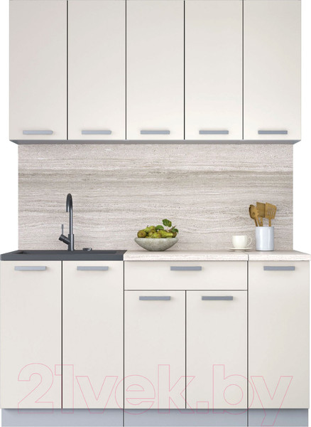 Изображение товара Кухонный гарнитур Интерлиния Мила Лайт 1.5 (персидский жемчуг/персидский жемчуг/травертин серый)