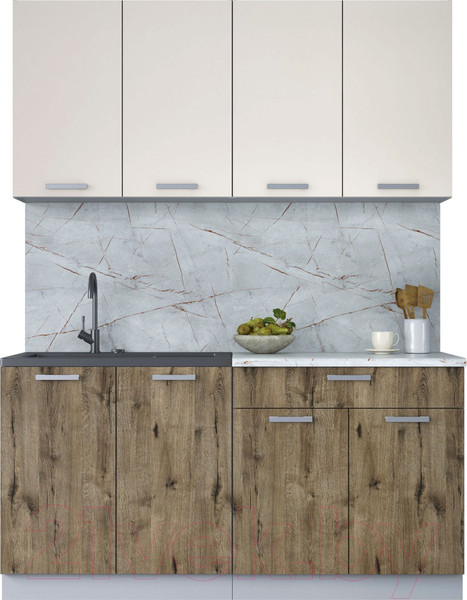 Изображение товара Кухонный гарнитур Интерлиния Мила Лайт 1.6 (персидский жемчуг/дуб веллингтон/серый каспий)