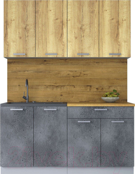 Изображение товара Кухонный гарнитур Интерлиния Мила Лайт 1.6 (дуб золотой/бетон портленд/дуб бунратти)