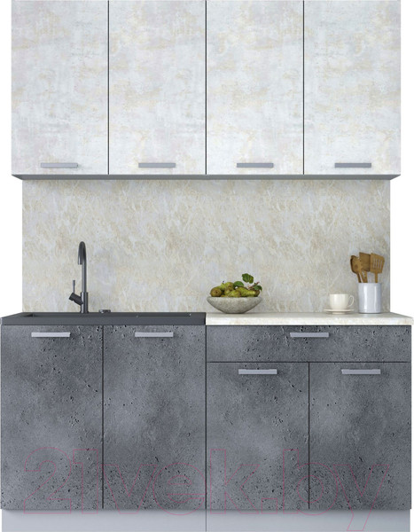 Изображение товара Кухонный гарнитур Интерлиния Мила Лайт 1.6 (бетон лайт/бетон портленд/опал светлый)