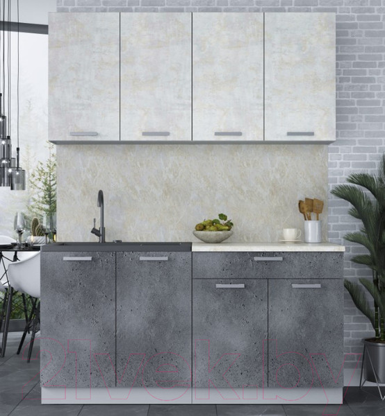 Изображение товара Кухонный гарнитур Интерлиния Мила Лайт 1.6 (бетон лайт/бетон портленд/опал светлый)